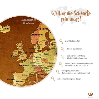 Magnetisches Glasbild - Weltkarte Retro Bunt